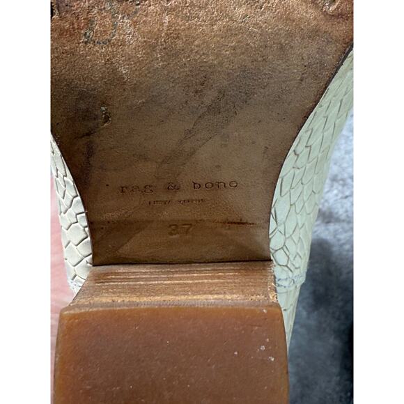 Rag & Bone Harrow Ivory White Croc Embossed Leather Cap Toe Boots Womens 7 EU 37 - Picture 7 of 10